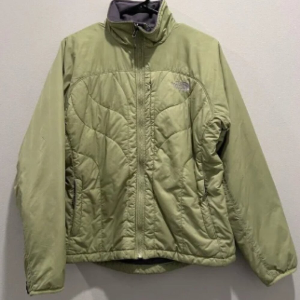 The North Face Medium Olive Green Windbreaker Light Insulated Outdoor Jacket
